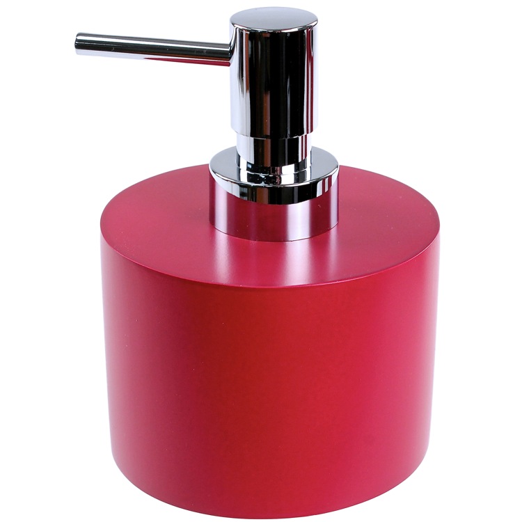 Soap Dispenser, Gedy YU81-53, Ruby Red Short and Round Soap Dispenser in Resin